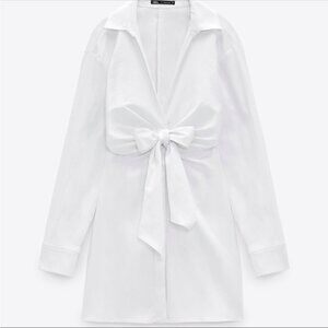 Zara Poplin Shirt Dress with Front Knot - Excellent Condition 🤩